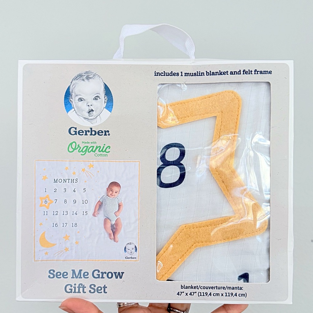 Gerber Organic Cotton See Me Grow Baby Blanket and Frame